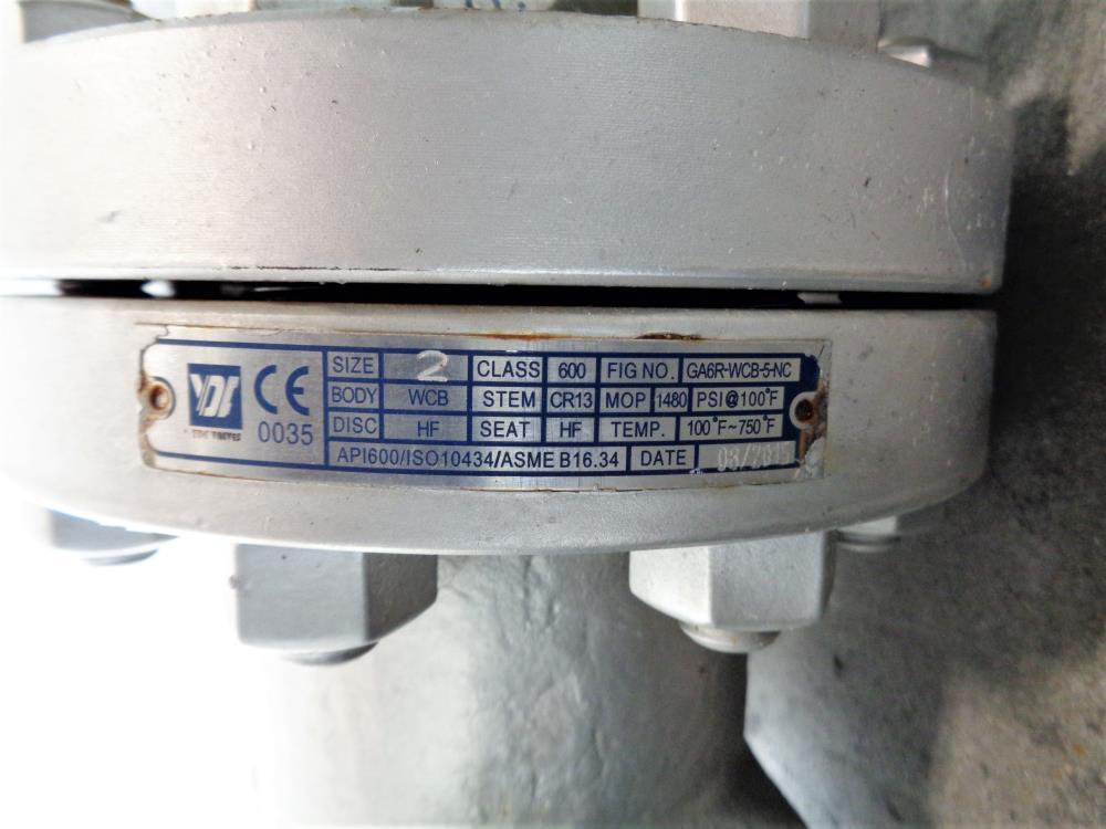 YDF 2" 600# WCB Gate Valve GA6R-WCB-5-NC